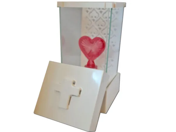 ZNICZ ZNICZE LAMPION NA GRÓB LA250 BIAŁY+SERCE CZERWONE LED