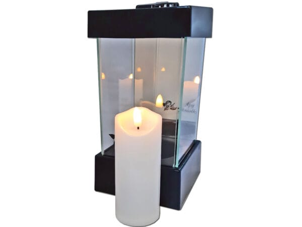 ZNICZ ZNICZE LAMPION NA GRÓB LA250 CZARNY SENTENCJA+ŚWIECA LED