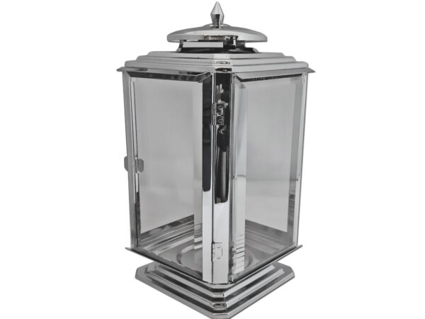 ZNICZ ZNICZE LAMPION PREMIUM NA GRÓB LATARNIA METAL SREBRO