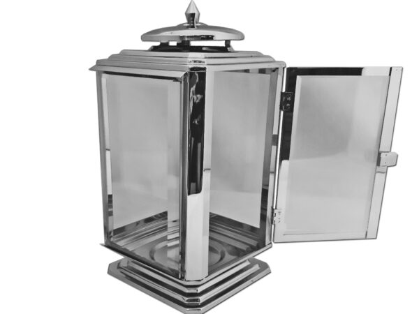 ZNICZ ZNICZE LAMPION PREMIUM NA GRÓB LATARNIA METAL SREBRO