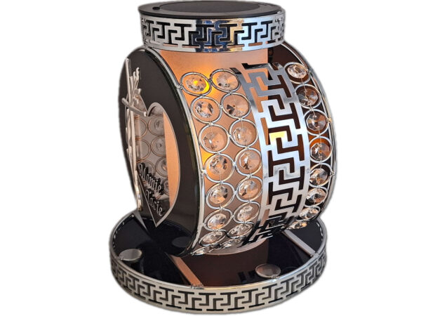 MAMA TATA SOLAR FOTOWOLTAICZNY ZNICZ LAMPION VIP KOŁO SREBRNO-BIAŁY