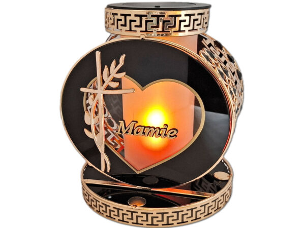 MAMA MAMIE SOLAR FOTOWOLTAICZNY ZNICZ LAMPION VIP KOŁO ZŁ-CZARNE KRYSZTAŁKI