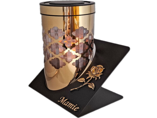 MAMA MAMIE ZNICZ LAMPION SOLARNY SOLAR FOTOWOLTAICZNY TUBA RÓŻA ZŁOTO