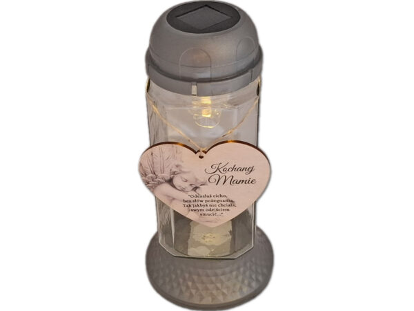 MAMA MAMIE ZNICZ LAMPION NA GRÓB SOLARNY SOLAR 6890 SREBRO