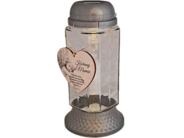 MAMA MAMIE ZNICZ LAMPION NA GRÓB SOLARNY SOLAR 6890 SREBRO