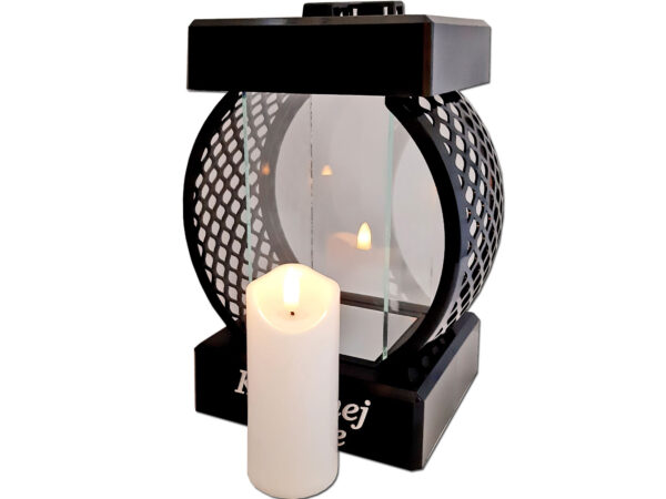 MAMA MAMIE SR ZNICZ LAMPION KOŁO RTN GŁADKI CZARNY+ŚWIECA LED BIAŁA