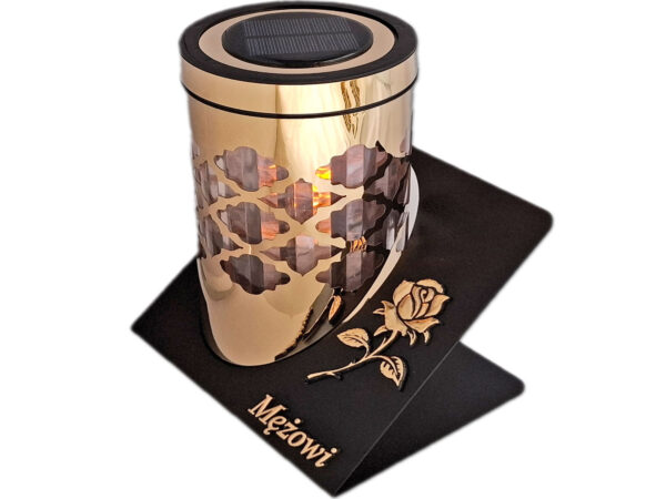 MĄŻ MĘŻOWI ZNICZ LAMPION SOLARNY SOLAR FOTOWOLTAICZNY TUBA RÓŻA ZŁOTO