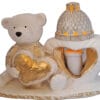 ZNICZ LAMPION FIGURKA NA GRÓB MIŚ Z SERCEM GIPS+WKŁAD LEDOWY