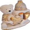 ZNICZ LAMPION FIGURKA NA GRÓB MIŚ Z SERCEM GIPS+WKŁAD LEDOWY