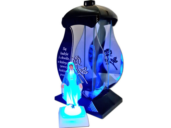 napoleon-wier-roz-sre-fi2.jpg SĄ LUDZIE ZNICZ LAMPION NPL CZARNY RÓŻA SREBRO SENTENCJA+FIGURKA LED