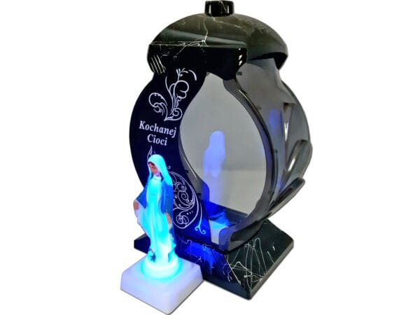 CIOCIA CIOCI ZNICZ LAMPION NA GRÓB OB CZARNY MARMUR +FIGURKA LED