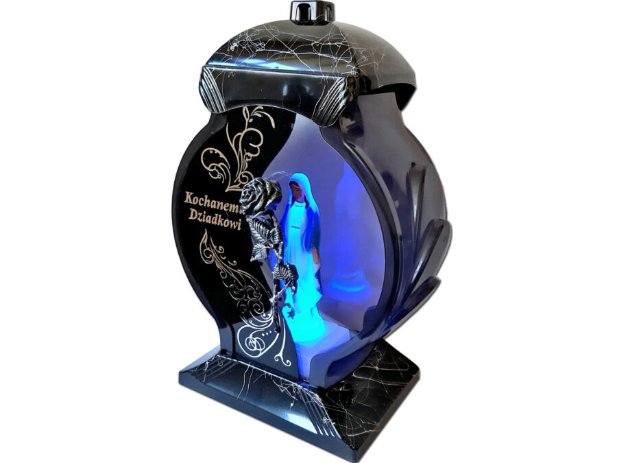 ZNICZ DZIADEK DZIADKOWI OB CZARNY MARMUR +FIGURKA LED