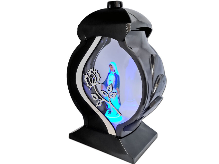 ZNICZ ZNICZE LAMPION OB LUSTRO CZARNY+FIGURKA LED