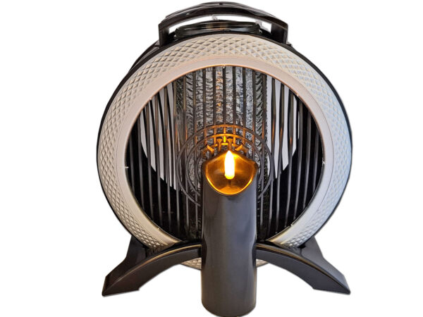 ZNICZ ZNICZE LAMPION NA GRÓB KOŁO OXF CZARNO SREBRNE+ŚWIECA LED CZARNA