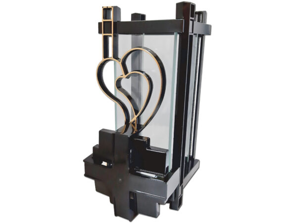 ZNICZ LAMPION NA GRÓB PLK SERCE ZŁOTO CZARNY