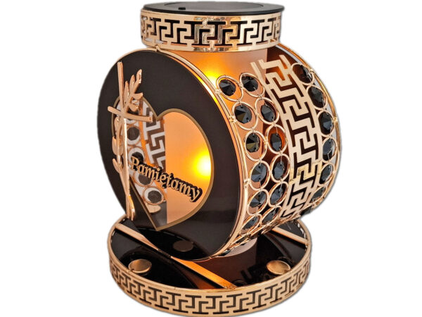 PAMIĘTAMY SOLAR FOTOWOLTAICZNY ZNICZ LAMPION VIP KOŁO ZŁ-CZARNE KRYSZTAŁKI