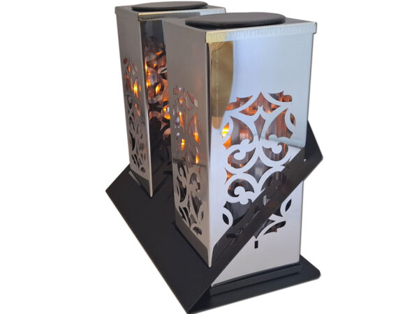 ZNICZ LAMPION SOLARNY SOLAR FOTOWOLTAICZNY DUET TUBA SREBRO