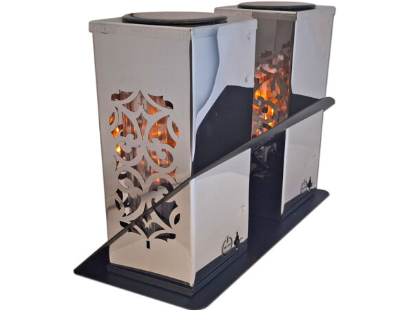 ZNICZ LAMPION SOLARNY SOLAR FOTOWOLTAICZNY DUET TUBA SREBRO