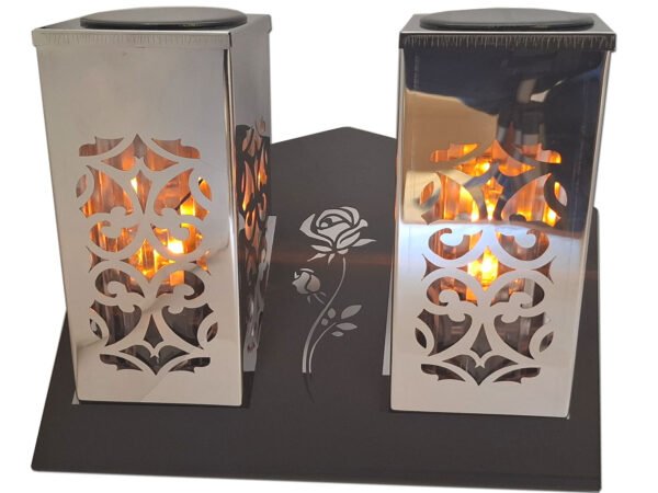 ZNICZ LAMPION SOLARNY SOLAR FOTOWOLTAICZNY DUET TUBA SREBRO