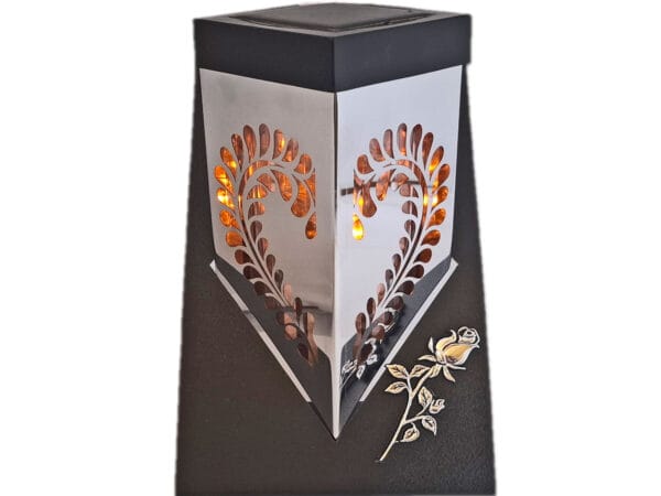 ZNICZ LAMPION SOLARNY SOLAR FOTOWOLTAICZNY KWADRAT SREBRO RÓŻA