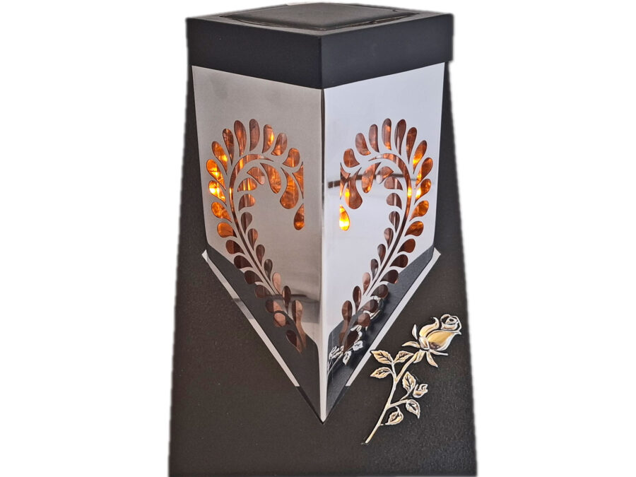 ZNICZ LAMPION SOLARNY SOLAR FOTOWOLTAICZNY KWADRAT SREBRO RÓŻA