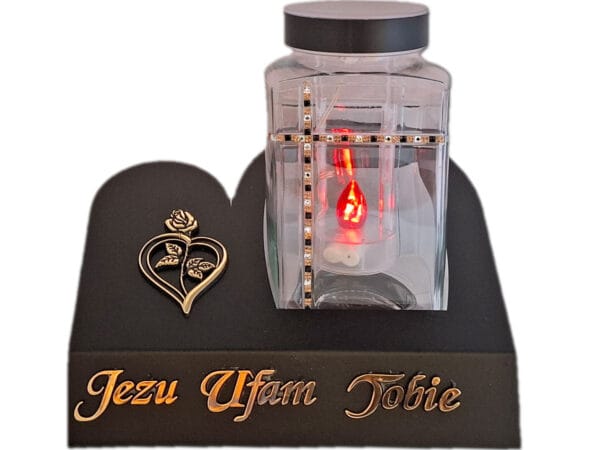 ZNICZ LAMPION SOLARNY FOTOWOLTAICZN NA GRÓB SENTENCJA SKOS PIXEL CZARNY