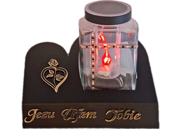 ZNICZ LAMPION SOLARNY FOTOWOLTAICZN NA GRÓB SENTENCJA SKOS PIXEL CZARNY