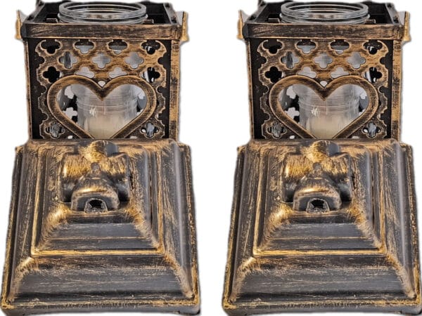 ZNICZ ZNICZE LAMPION NA GRÓB ZESTAW 2 SZTUKI KATEDRA ADM SERCE ZŁOTO +WKŁAD