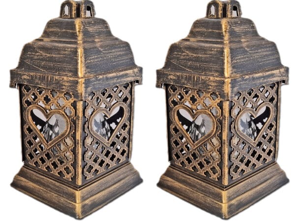 ZNICZ ZNICZE LAMPION NA GRÓB ZESTAW 2 SZTUKI KATEDRA ADM SERCE ZŁOTO +WKŁAD