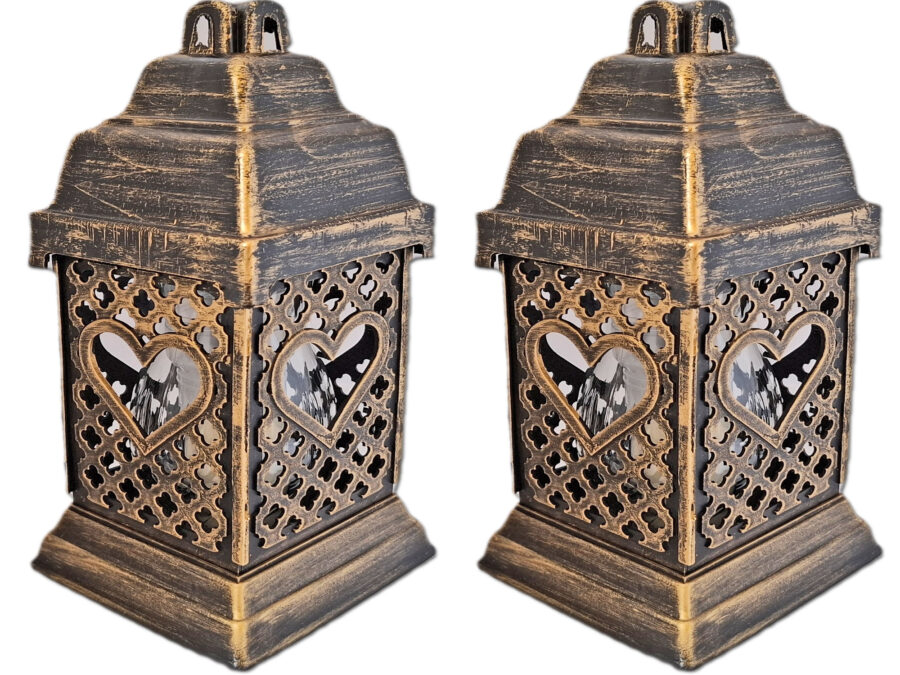 ZNICZ ZNICZE LAMPION NA GRÓB ZESTAW 2 SZTUKI KATEDRA ADM SERCE ZŁOTO +WKŁAD