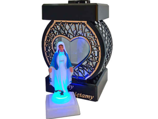 KOCHAMY PAMIĘTAMY ZNICZ NA GRÓB KOŁO RTN SERCE RAMA ZŁOTO+FIGURKA LED