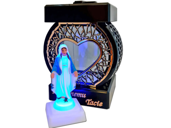 rat-kol-cz-ser-tat-fig2.jpg TATA TACIE ZNICZ LAMPION NA GRÓB KOŁO RTN SERCE RAMA ZŁOTO+FIGURKA LED