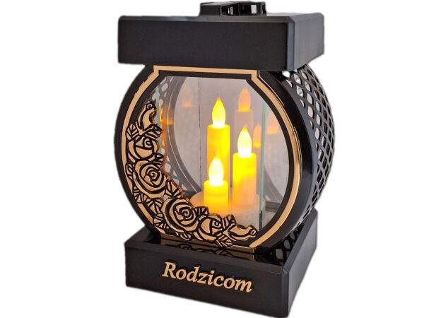 RODZICE RODZICOM ZNICZ LAMPION NA GRÓB KOŁO RTN RÓŻA RAM ZŁO+ŚWIECZNIK LED