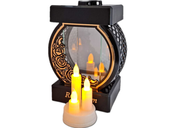 RODZICE RODZICOM ZNICZ LAMPION NA GRÓB KOŁO RTN RÓŻA RAM ZŁO+ŚWIECZNIK LED