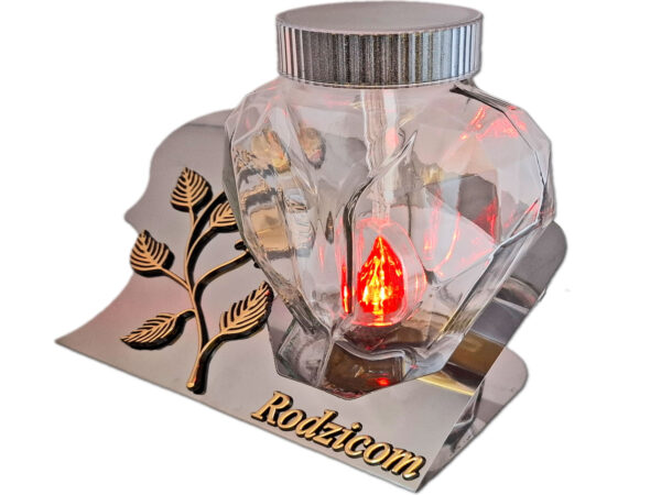 RODZICE RODZICOM SOLARNY ZNICZ LAMPION FOTOWOLTAICZNY NA GRÓB SERCE SKOS SREBRO