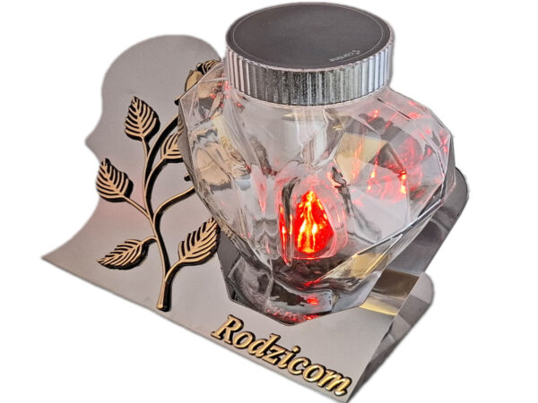 RODZICE RODZICOM SOLARNY ZNICZ LAMPION FOTOWOLTAICZNY NA GRÓB SERCE SKOS SREBRO