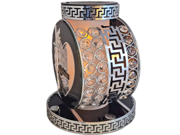 RODZICE RODZICOM SOLAR FOTOWOLTAICZNY ZNICZ LAMPION VIP KOŁO SREBRNO-BIAŁY