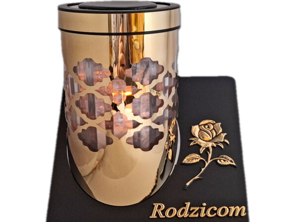 RODZICE RODZICOM ZNICZ LAMPION SOLARNY SOLAR FOTOWOLTAICZNY TUBA RÓŻA ZŁOTO