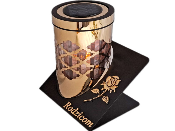 RODZICE RODZICOM ZNICZ LAMPION SOLARNY SOLAR FOTOWOLTAICZNY TUBA RÓŻA ZŁOTO