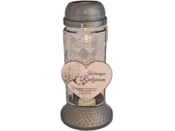 RODZICE RODZICOM ZNICZ LAMPION NA GRÓB SOLARNY SOLAR 6890 SREBRO