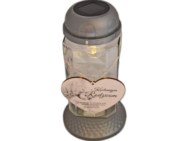 RODZICE RODZICOM ZNICZ LAMPION NA GRÓB SOLARNY SOLAR 6890 SREBRO