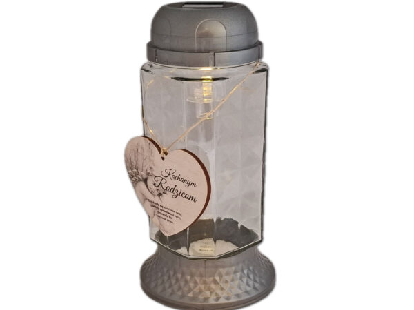 RODZICE RODZICOM ZNICZ LAMPION NA GRÓB SOLARNY SOLAR 6890 SREBRO