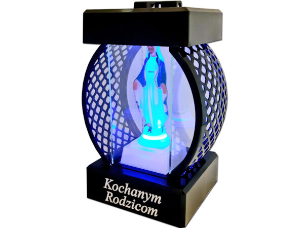 RODZICE RODZICOM SR ZNICZ LAMPION KOŁO RTN GŁADKI CZARNY+FIGURKA LED