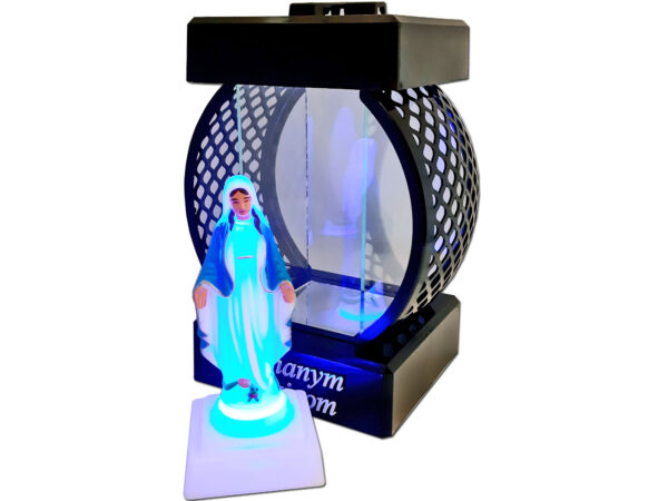 RODZICE RODZICOM SR ZNICZ LAMPION KOŁO RTN GŁADKI CZARNY+FIGURKA LED