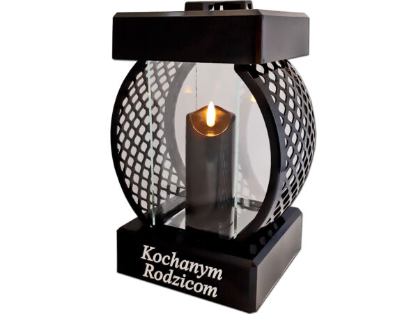 RODZICE RODZICOM SR ZNICZ LAMPION KOŁO RTN GŁADKI CZARNY+ŚWIECA LED CZARNA