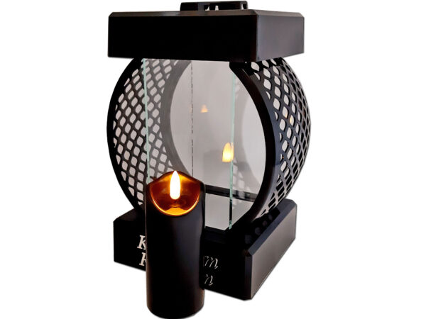 RODZICE RODZICOM SR ZNICZ LAMPION KOŁO RTN GŁADKI CZARNY+ŚWIECA LED CZARNA