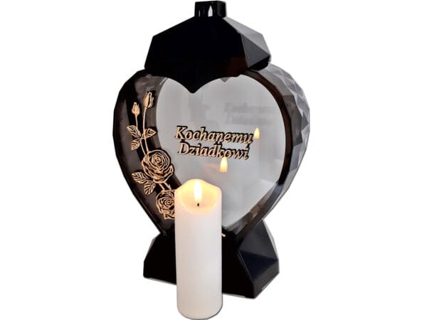 ser-na-lit-dzi-roz-zl-sw-b2.jpg DZIADEK DZIADKOWI ZNICZ LAMPION SERCE D RÓŻA CZARNY ZŁOTO LITERY+ŚWIECA LED BIAŁA