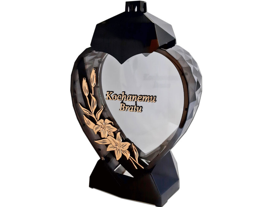 BRAT BRATU ZNICZ ZNICZE LAMPION SERCE D KALIA CZARNY ZŁOTO LITERY