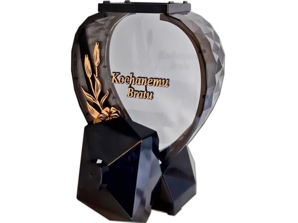 BRAT BRATU ZNICZ ZNICZE LAMPION SERCE D KALIA CZARNY ZŁOTO LITERY