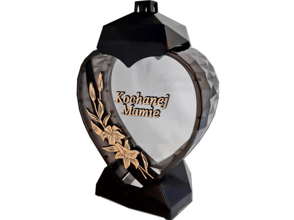 MAMA MAMIE ZNICZ ZNICZE LAMPION SERCE D KALIA CZARNY ZŁOTO LITERY